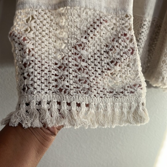 Bad Little Country Girl Tina Linen Blend Cardigan Tab Fringe Sz XL BoHo - Picture 4 of 8